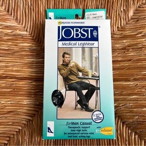 NEW Jobst 20-30 mmhg Men’s Large Black Knee Fill Calf Ribbed Compression Socks